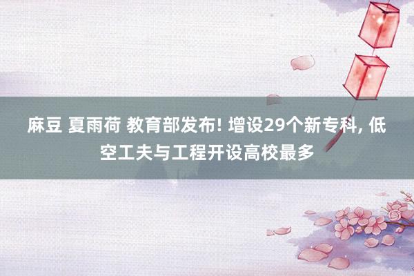 麻豆 夏雨荷 教育部发布! 增设29个新专科， 低空工夫与工程开设高校最多